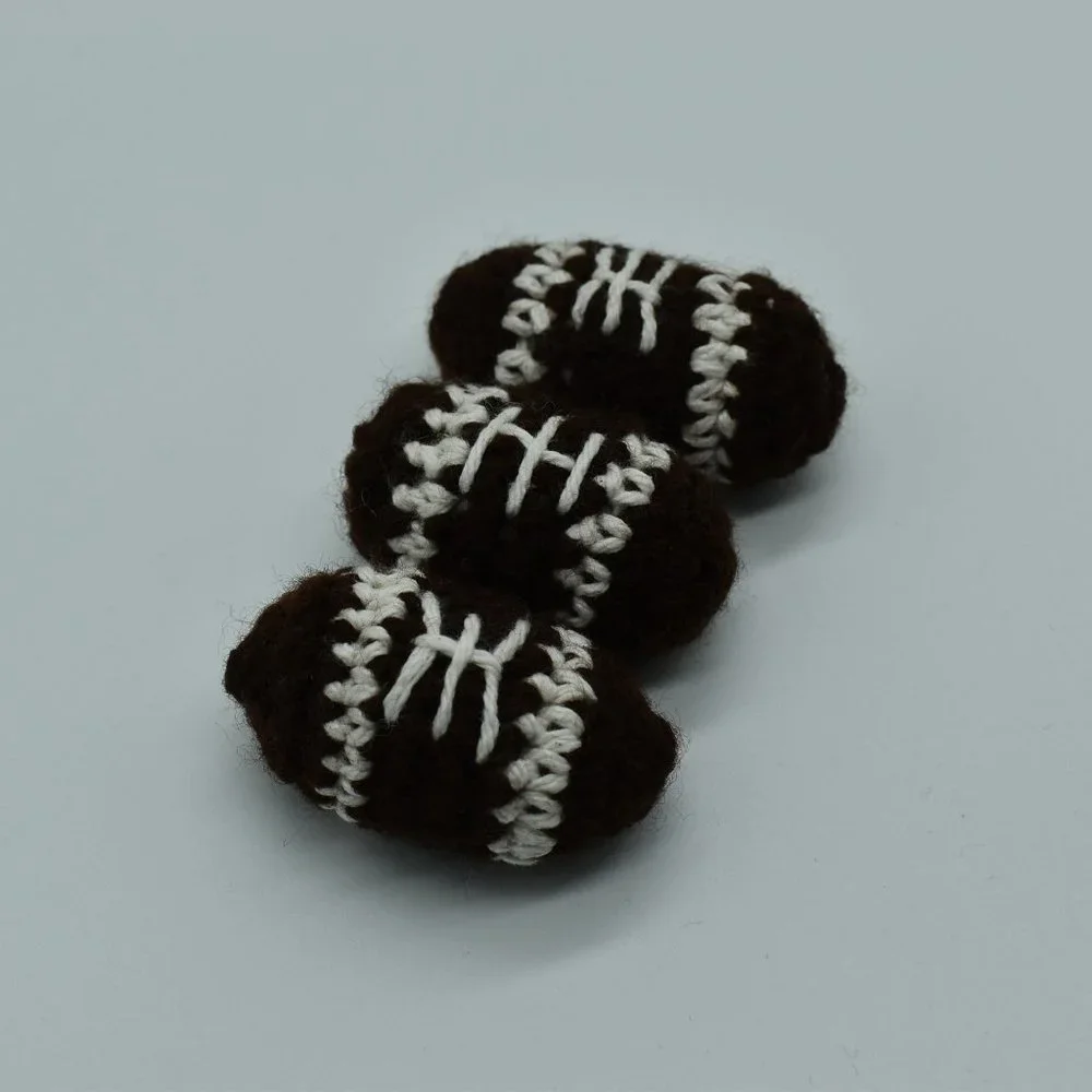 Handcrafted crochet catnip football cat toys